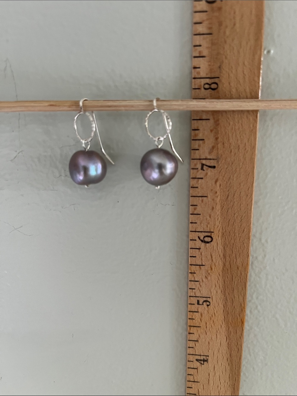 Dark Iridescent Pearls in Sterling Silver Earrings - Picture 6 of 7